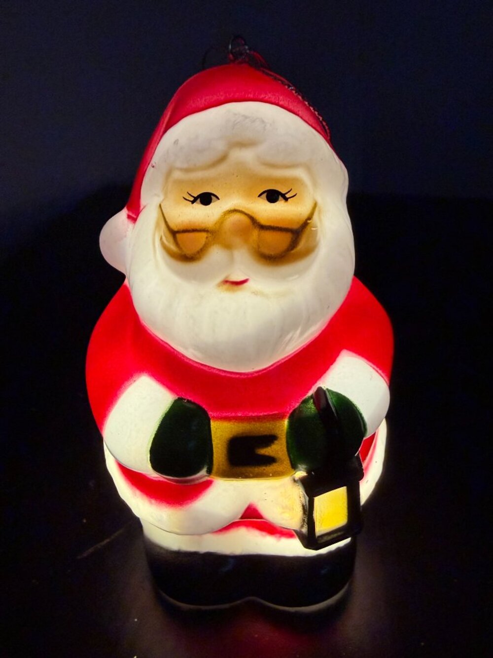 Mr. Christmas Lighted Blow Mold Santa Ornament w/ Lantern & Timer NEW
